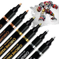 COORIART 6PK Liquid Chrome Markers - Permanent Mirror Chrome Pens, Chrome Paint Pens for Plastic, Metal, Model Painting, Touch Up & Repair Kit, Set of 2 Tips (0.7mm, 1-3mm)