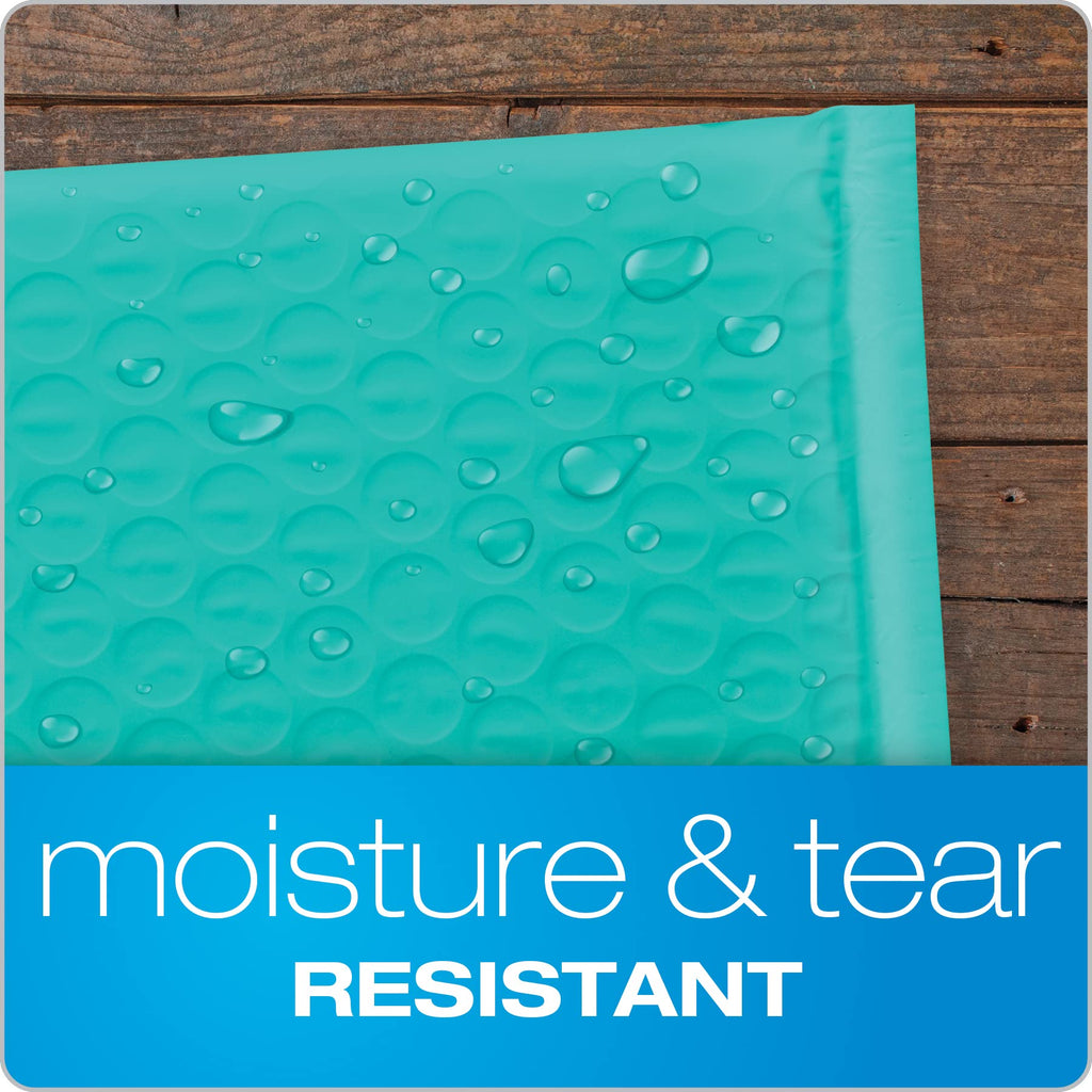 Quality Park Bubble Mailers, 8.25 x 11 Shipping Envelopes, Water Resistant Teal Poly Padded Envelopes, Redi-Strip Peel Off Closure, 25/Box