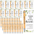36 Set Employee Appreciation Gifts Thank You Wood Bamboo Pens with Thank You Bookmark Cards Motivational Quote Pen Inspirational Cards for Teacher Coworker Volunteer Nurse Office School Party Supplies