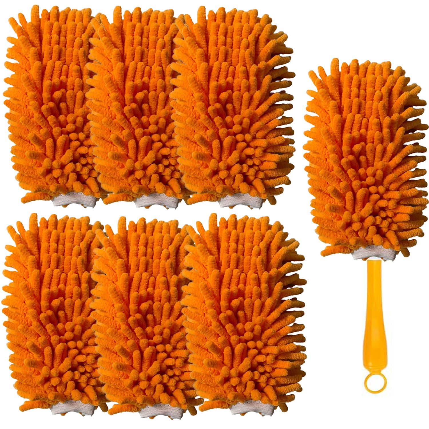 WADY 6 Pack Microfiber Duster Refills for Hand Duster - 360° Reusable Heavy Duty Dusting Pads for Ceiling Fans, Furniture & Household Cleaning (Handle Not Included)