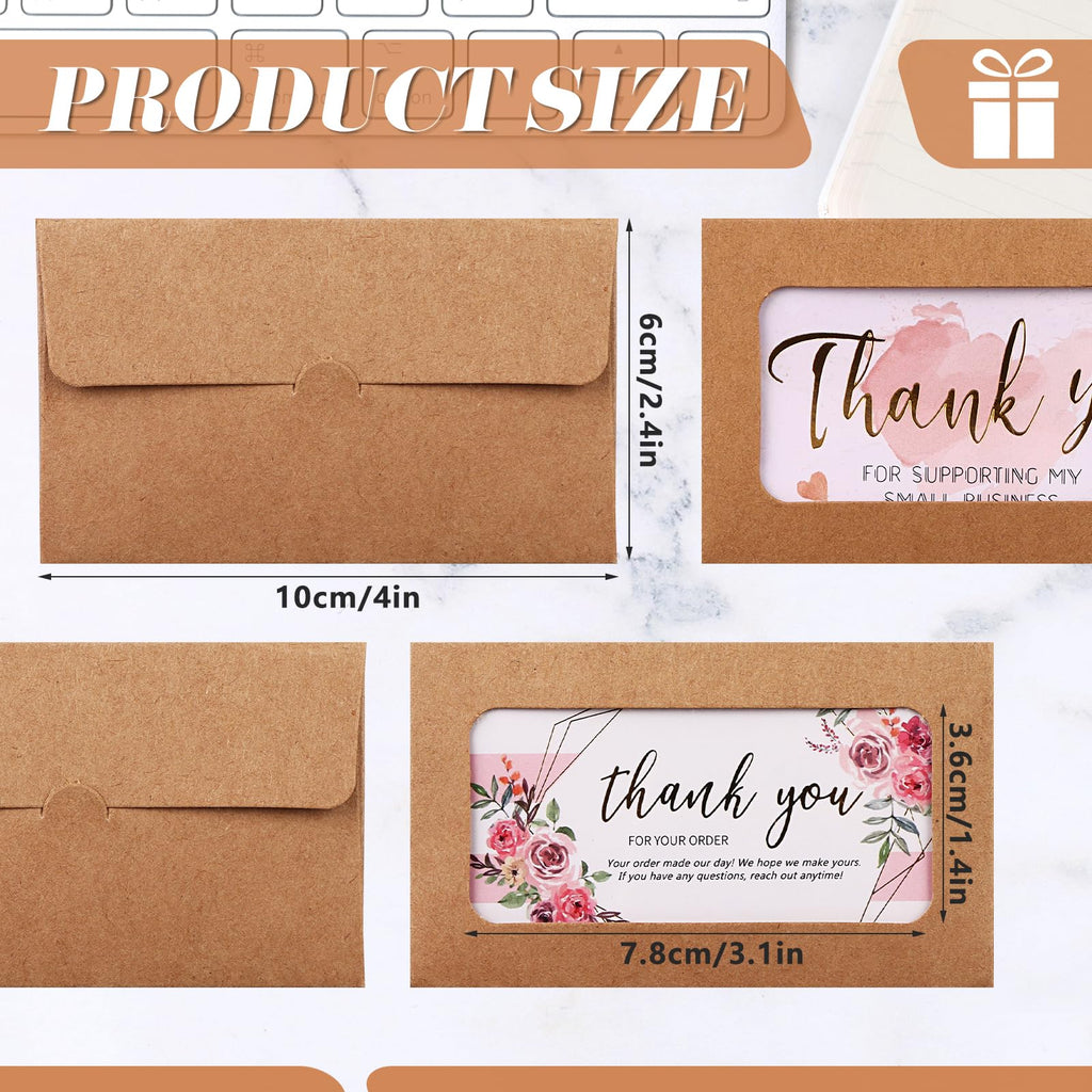 GANGBARU 120 Packs Window Card Envelopes Bulk Small Kraft Color Favor Card Sleeve Blank Certificates (Kraft)