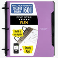 Five Star Flex Refillable Notebook + Study App, College Ruled Paper and 1 Inch TechLock Ring Binder with Pockets, Tabs and Dividers, 200 Sheet Capacity, Amethyst Purple (29328AB6)