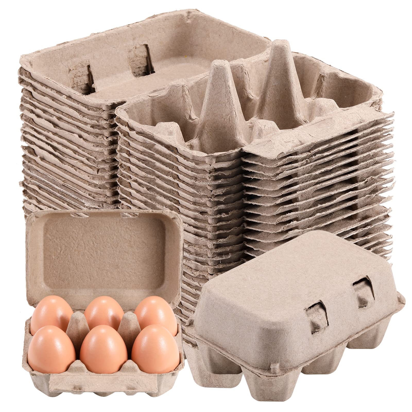 Half Dozen Vintage Egg Cartons 25 Pack, Blank Natural Pulp Egg Cartons 6 Count for Chicken Eggs Reusable, Storage Tray for Holds Up to Six 6 Egg Cardboard Paper Holder Container for Refrigerator