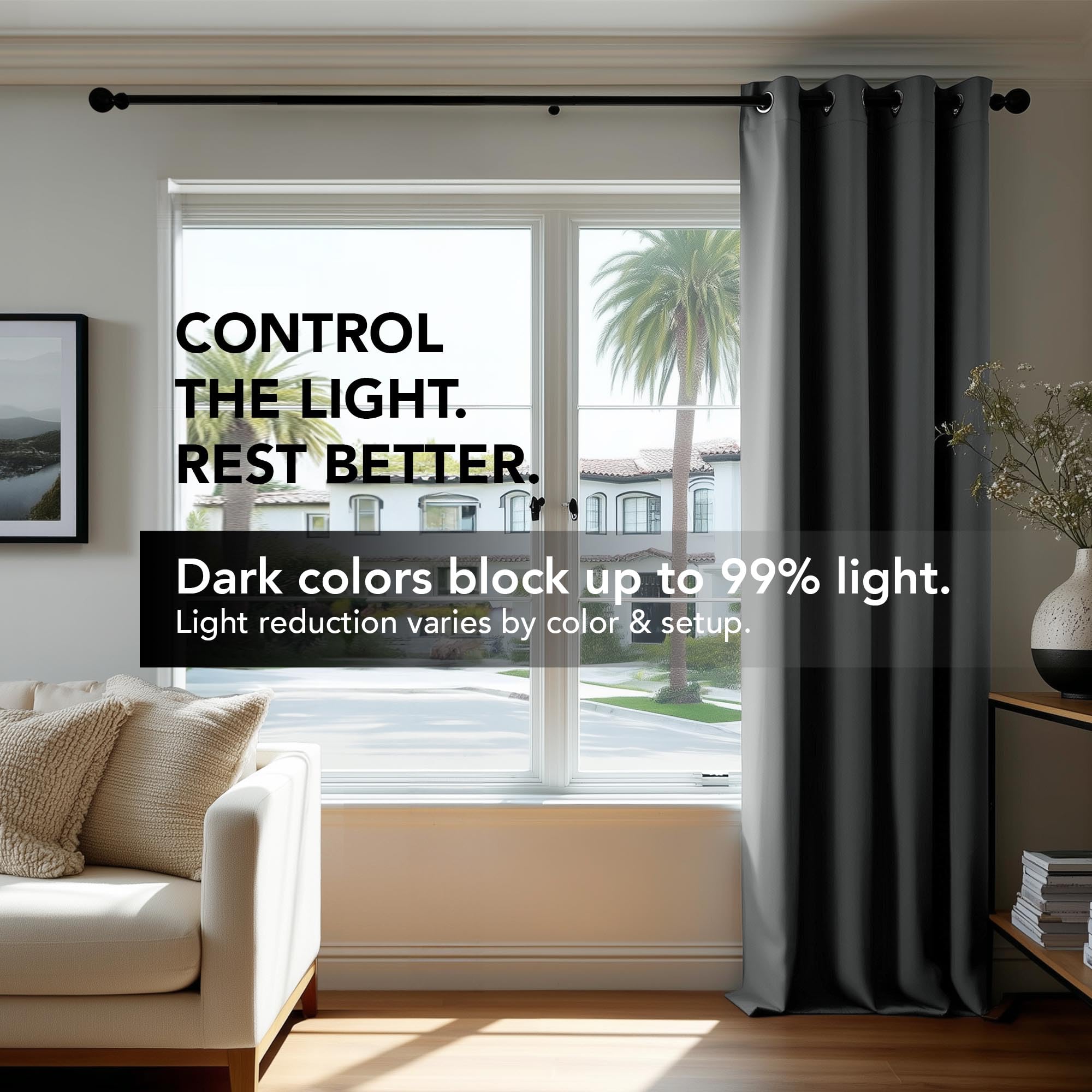 Deconovo Blackout Curtains 2 Panels – 63 Inches Long Thermal Insulated, Soundproof, Energy-Saving, OEKO-TEX Certified, Noise-Reducing Drapes for Bedroom & Living Room Curtains – 42x63 Inch, Dark Grey