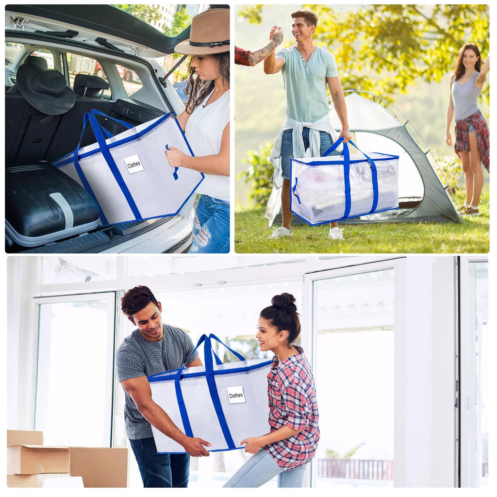 ZFWDSY 105L Moving Bags Totes 6 pack Storage Bag Bins Large Moving Boxes with Lids Zippers Handles for College Dorm, Traveling, Camping, Christmas