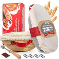 Banneton Proofing Basket Set - 9" Round & 10" Oval with Liners & Covers & Bread Lame | Cotton Rope Sourdough Bread Proofing Basket, Sourdough Tools Baking Supplies Gifts for Bakers, Women, Wife, Mom