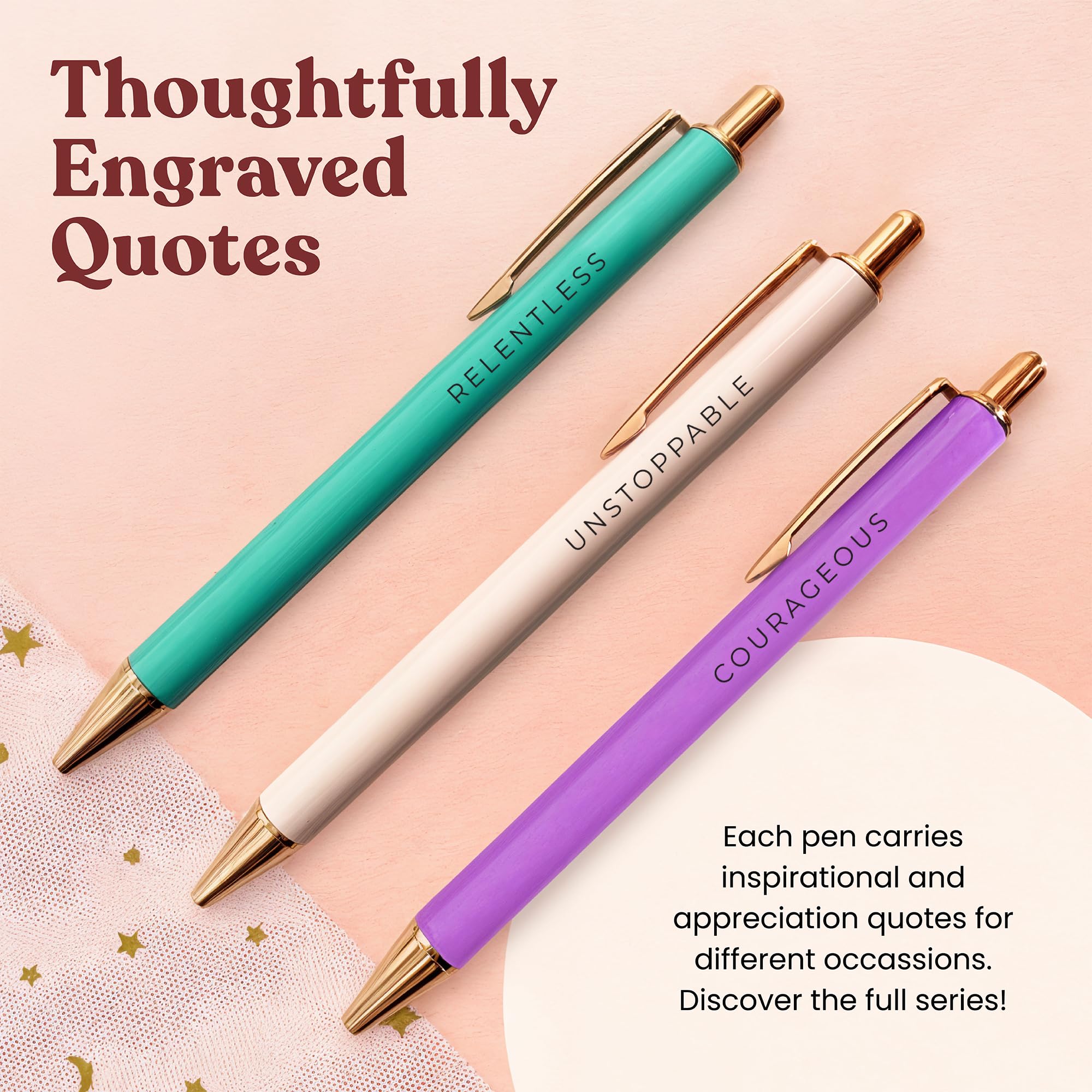 MESMOS Fancy Pen Set, Inspirational Gifts for Women, Motivational Gifts, Office Motivational Boss Lady Writing Nice Unique Click Pens, Server Promotion Pretty Pens