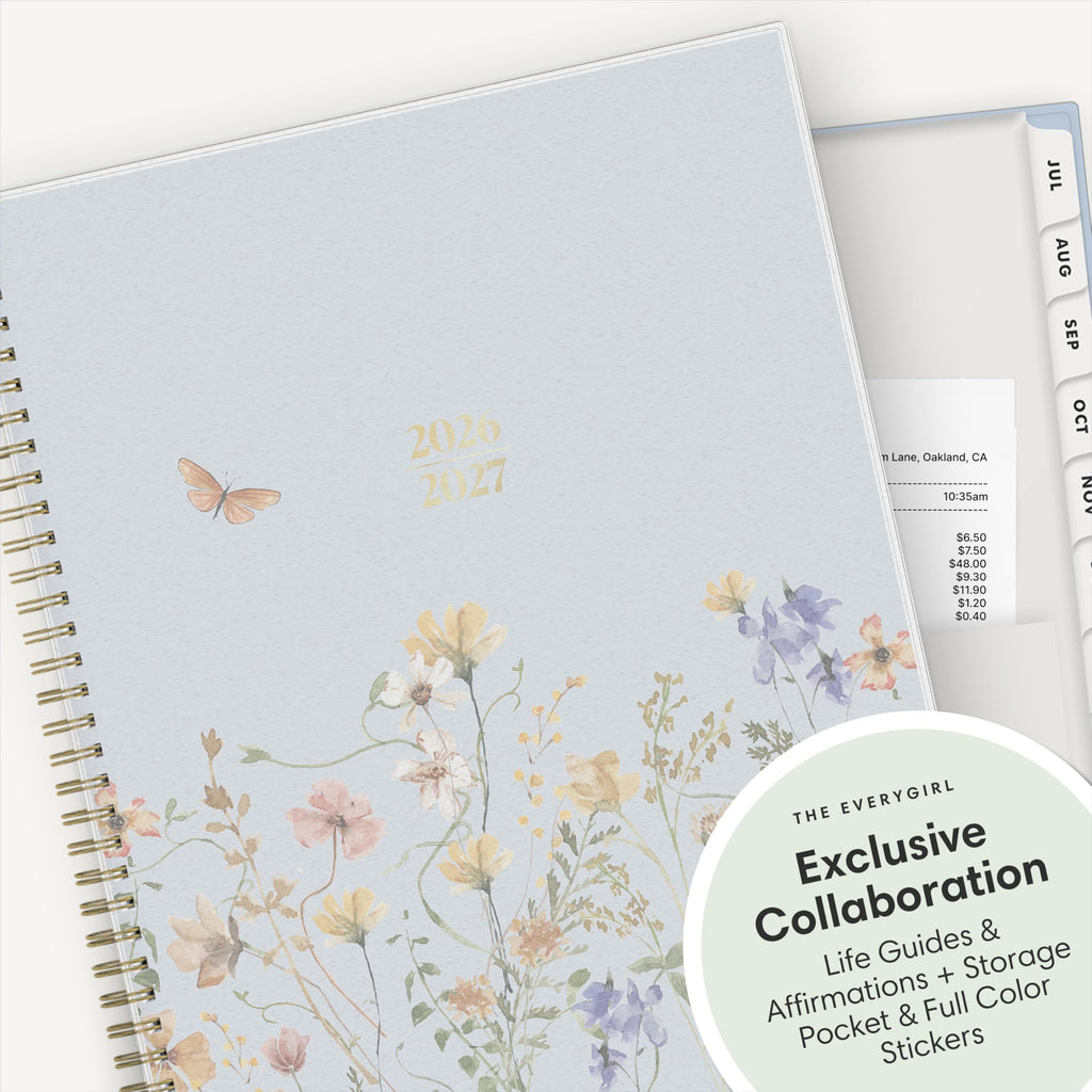 Blue Sky The Everygirl Weekly and Monthly Academic Year Planner Calendar, Flexible Cover, Wirebound, Laminated Tabs, Storage Pocket, Includes Stickers, Stratford Coastal (Stratford Coastal- 2026/2027