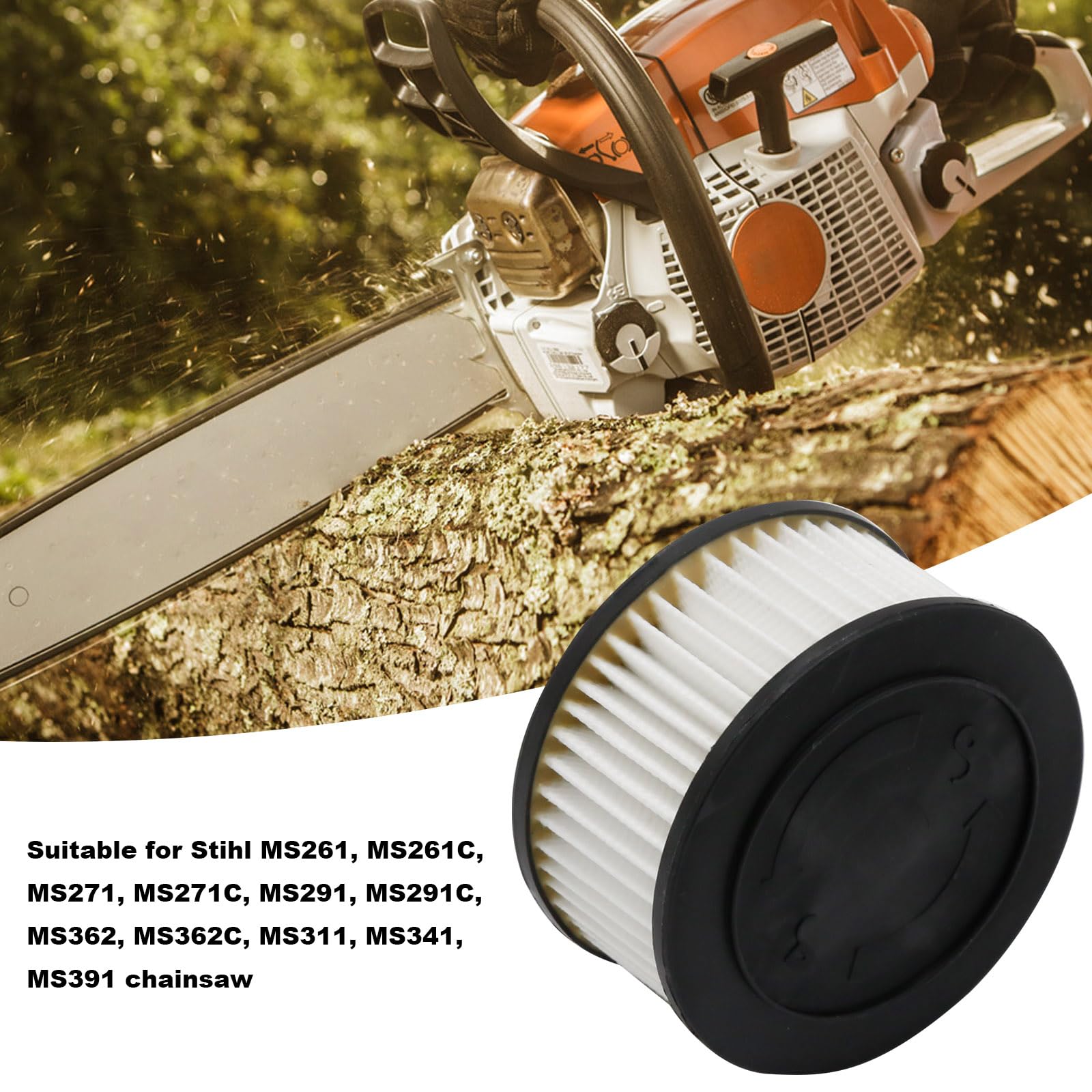 laffoonparts HD2 Air Fuel Filter Kit Replacement for Stihl MS261 MS291 MS311 MS341 MS391 MS261C MS271C MS362C Chainsaw Hi-Flow pleated Air filter 1113 120 1603, 1141 120 1604
