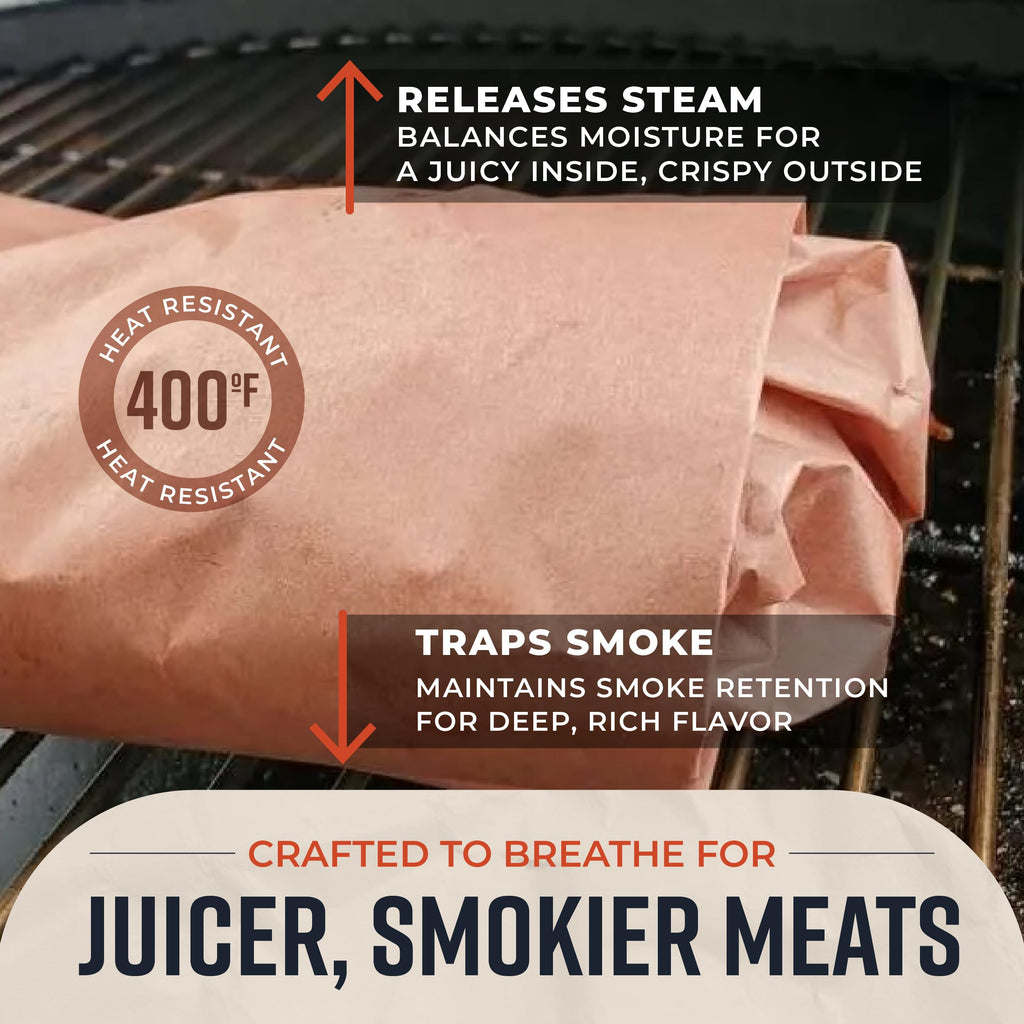 Bryco Goods Pink Butcher Paper Roll - 18 Inch x 175 Feet - Food Grade Peach Paper for Smoking & Grilling Meat, BBQ, Brisket - Unbleached Unwaxed Uncoated