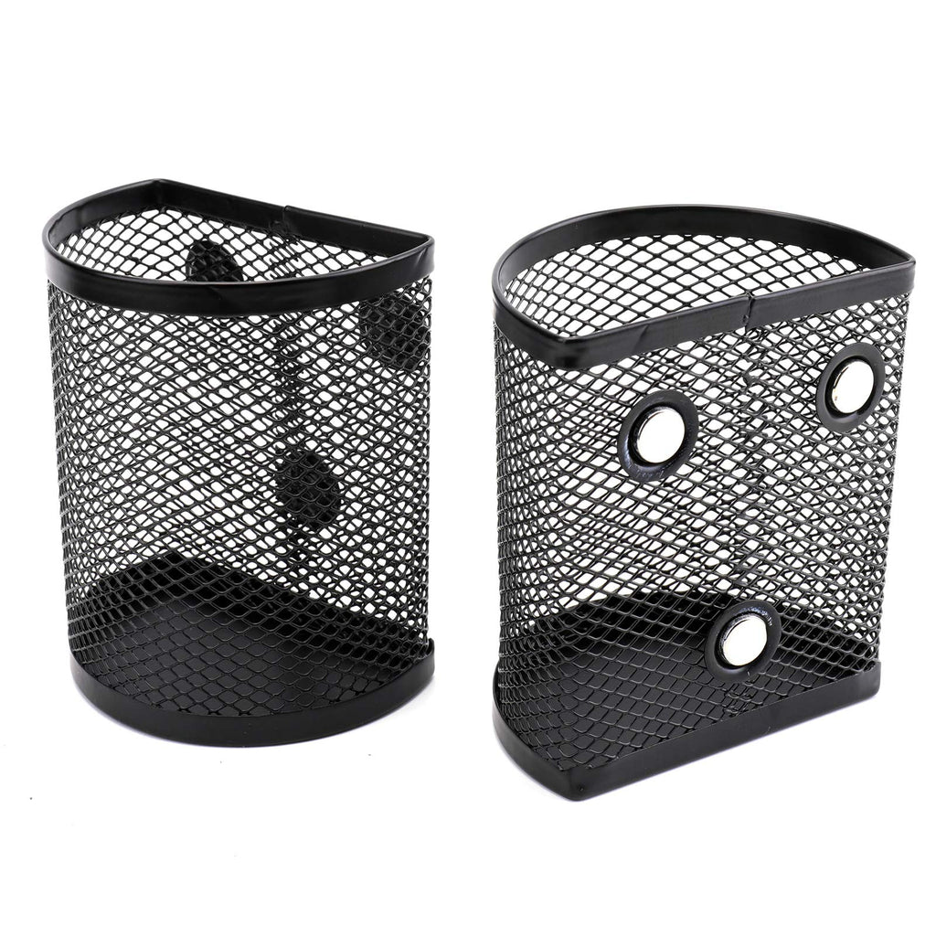 Jucoan 4 Pack Magnetic Pencil Holder Set Including Semicircle Pen Organizer, 3 Slots Mesh Metal Storage Basket with Strong Magnet for Fridge, Locker, Whiteboard