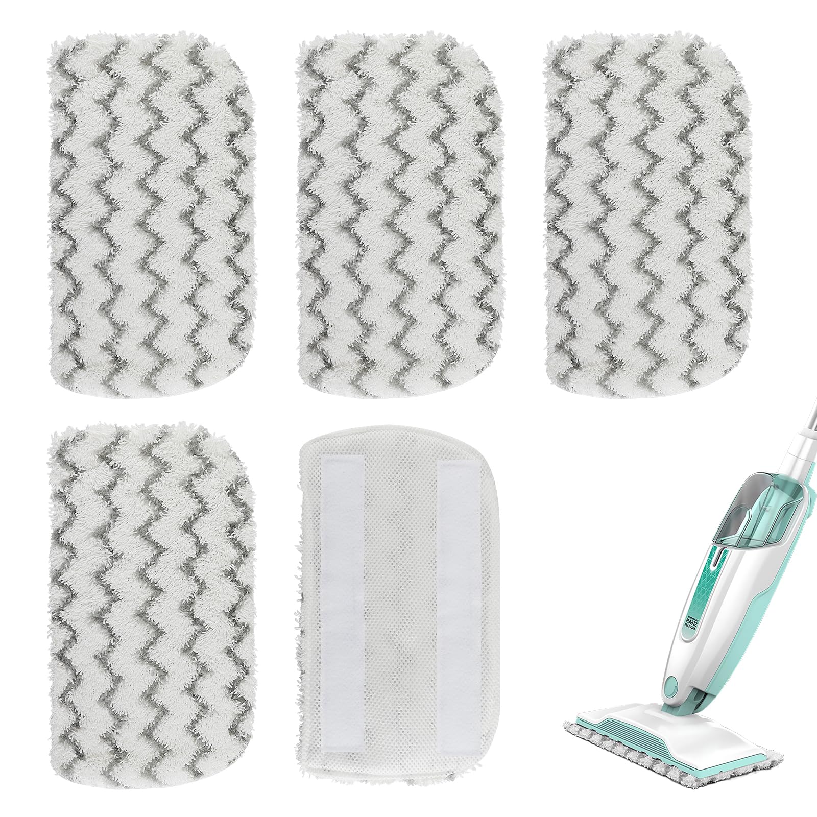 5 Packs Steam Mop Pads for Shark Steam Mop S1000 S1000A S1000C S1000WM S1001C Steamer Pads Dirt Grip Absorbing Refill,Microfiber Mop Pad for Beldray BEL01097 Steam Cleaner Cloths