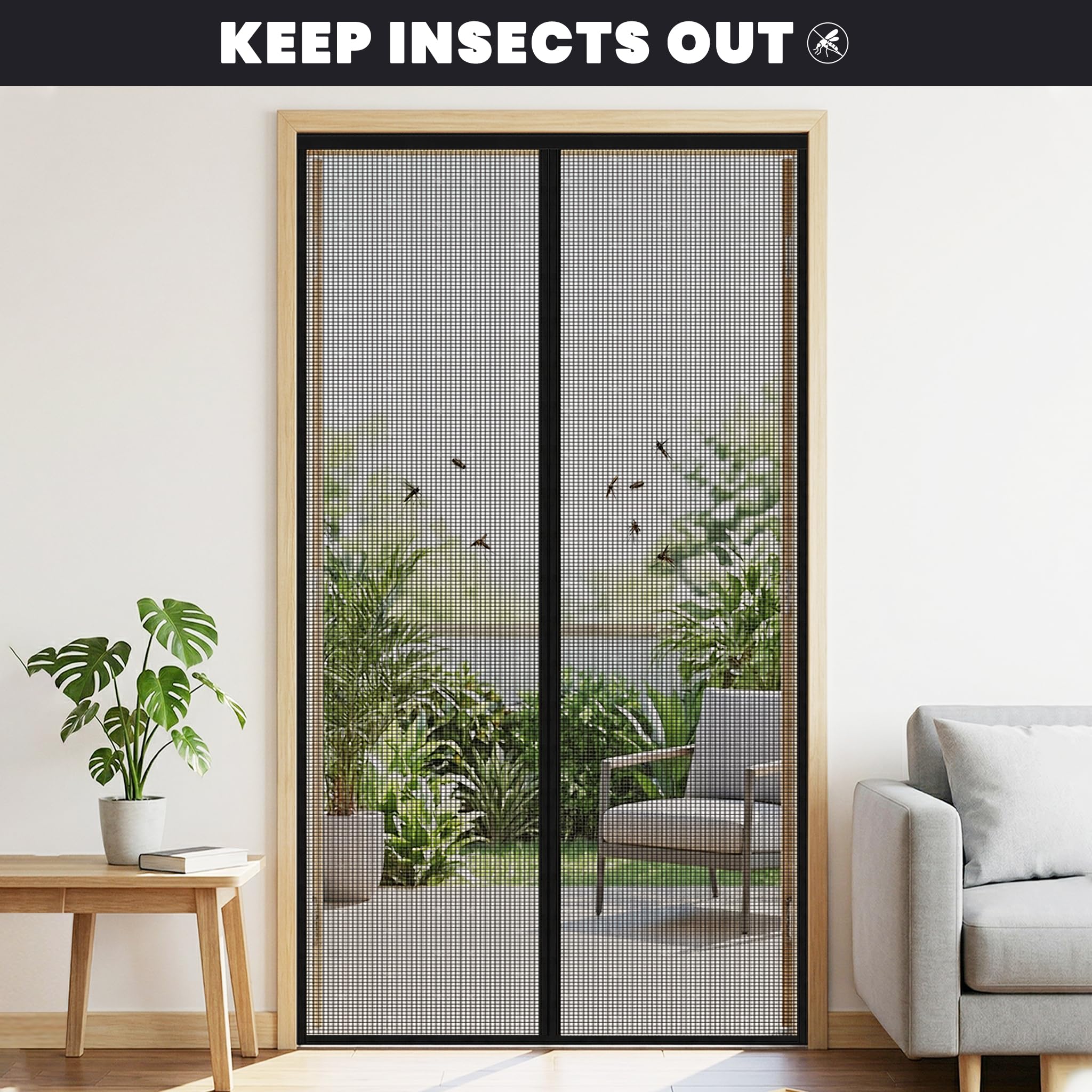Magnetic Screen Door, Heavy Duty Fiberglass Moustiquaire Magnétique, Screen Mesh with Automatic Block Closure, Walk Through Easily for Kids Pets,Fits Door Size up to 36-38" W x 80" H