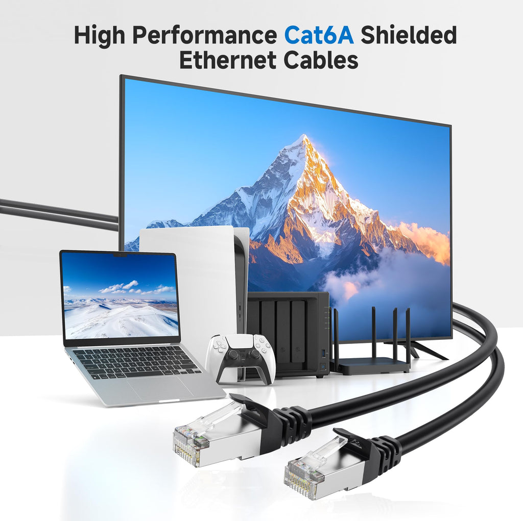 Cable Matters Snagless Shielded Cat6A Ethernet Cable 50 ft (SSTP, SFTP Shielded Ethernet Cable, Shielded Cat6 Cable, Cat 6 Shielded Network Cable) in Black