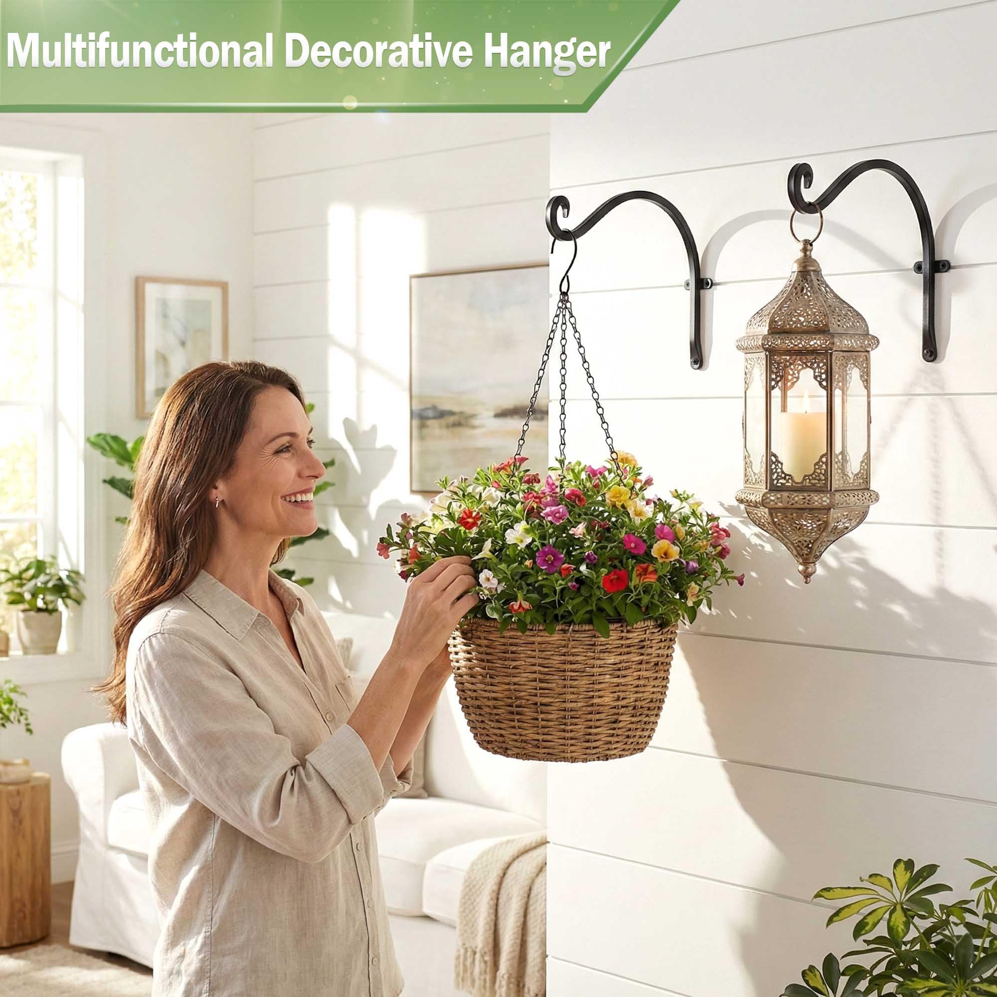AJART Ceiling Hooks for Hanging Plants: Iron Plant Hanger for Wall Moun (Black 12inch, 12 Inch)