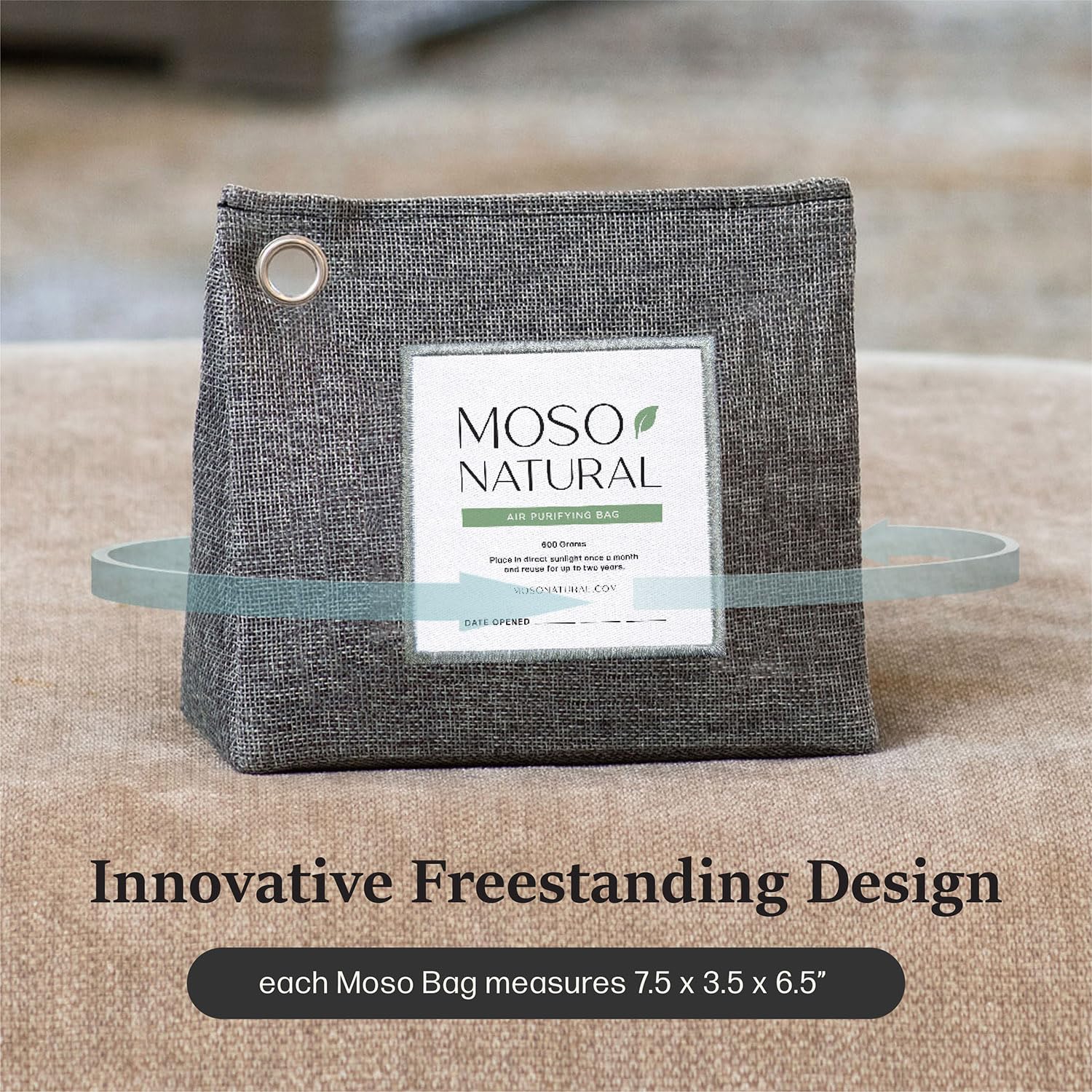 Moso Natural Air Purifying Bag 600g (21oz) Premium Bamboo Charcoal Odor Absorber | Pet Odor Eliminator for Home | Room Deodorizer for Large Spaces, Bedroom, Kitchen, Basement | Unscented Charcoal Bags
