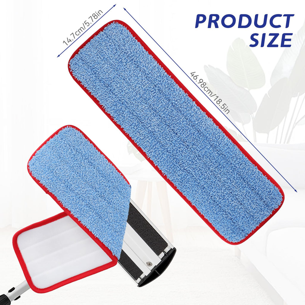 Replacement Microfiber Pad for Rubbermaid Commercial 18.5 Inch Mop Head - 6 Pack Wet & Dry Commercial Cleaning Refills Reusable Mops Refills Fit for Any Microfiber Flat Mop System 18.5"