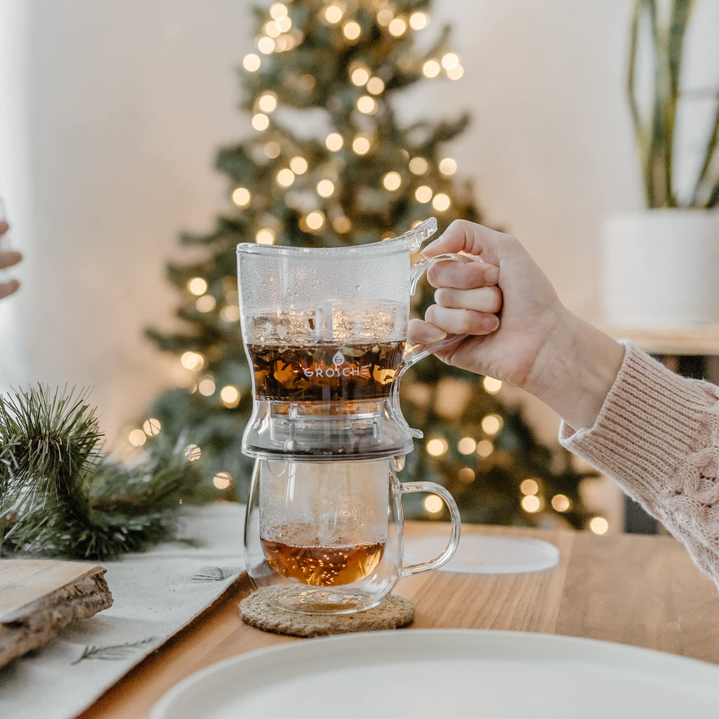 GROSCHE Aberdeen Tea Infuser Teapot & Smart Tea Maker - BPA-Free, Drip-Free Design | Coaster | Easy Brew | Easy Clean Steeper - Ideal Herbal Tea Gift & Holiday Gifts for Tea Lovers, (17.7 oz - 525 ml)