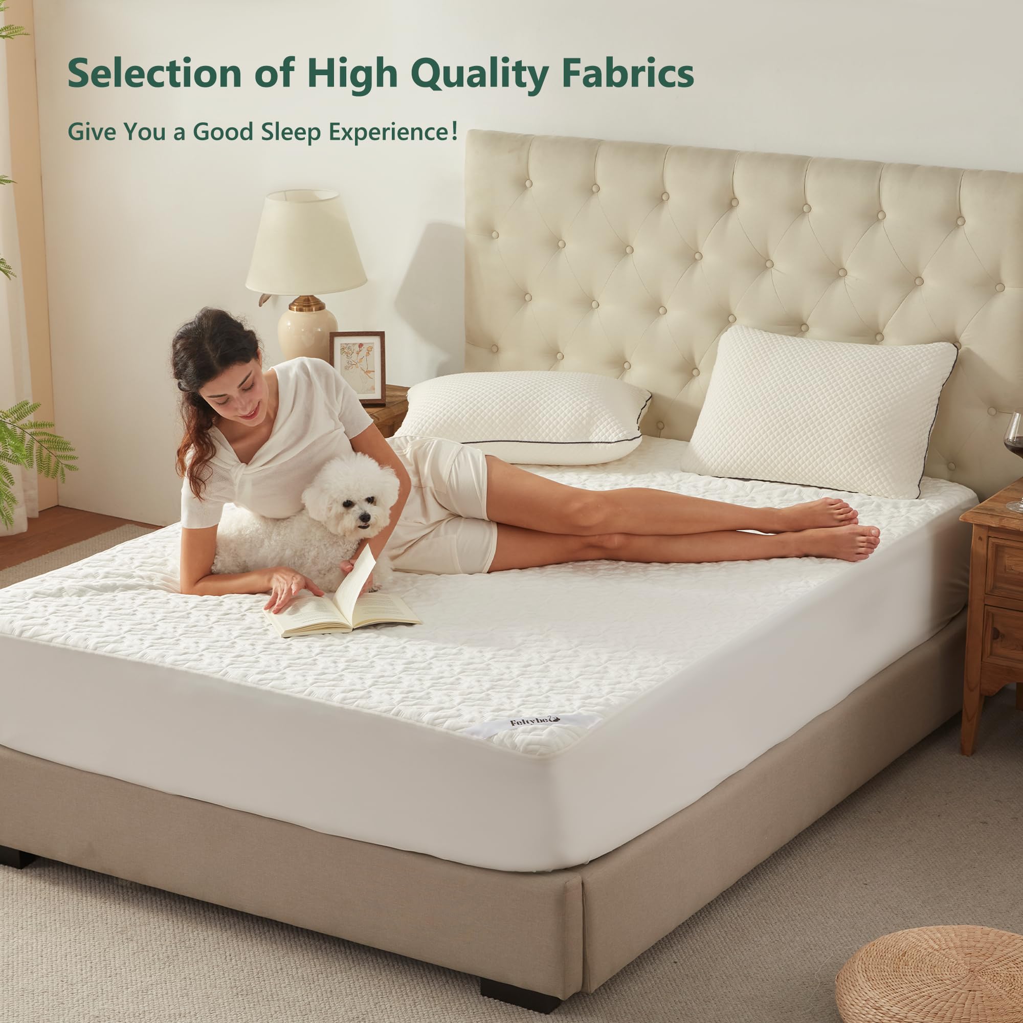 100% Waterproof Mattress Protector Full Size, Mattress Pad Cover 3D Air Fabric, Noiseless & Breathable Mattress Pad Fitted Style with Stretchable Pockets,Ultra Soft & Machine Washable