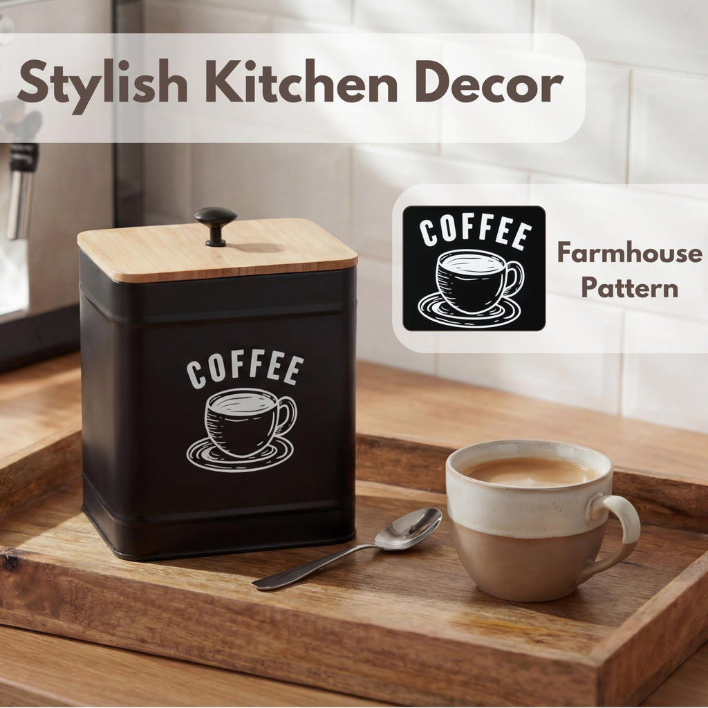Perfnique Coffee Canister, Coffee Bean Storage Container with Airtight lids, Café Grounds Container, Cafe Jar Cafe Holder, K Cup Holder, Food Storage Container, Farmhouse Kitchen Decor