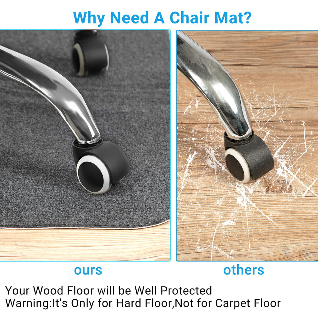 COSYLAND Office Chair Mat, 1/6" Thick 48" x 36" Multi-Purpose Low Pile Desk Chair Mat for Hardwood Floor, Upgraded Version (Grey, 90 * 120CM)