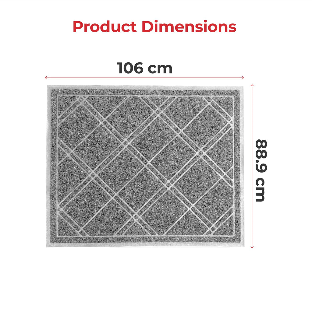 SlipToGrip Universal Plaid Door Mat - XL 42 x35 Inch Low-Profile Grey Entryway Rug with DuraLoop - Waterproof Indoor and Outdoor Welcome Mat for Front Door, Garage, Patio, Mudroom