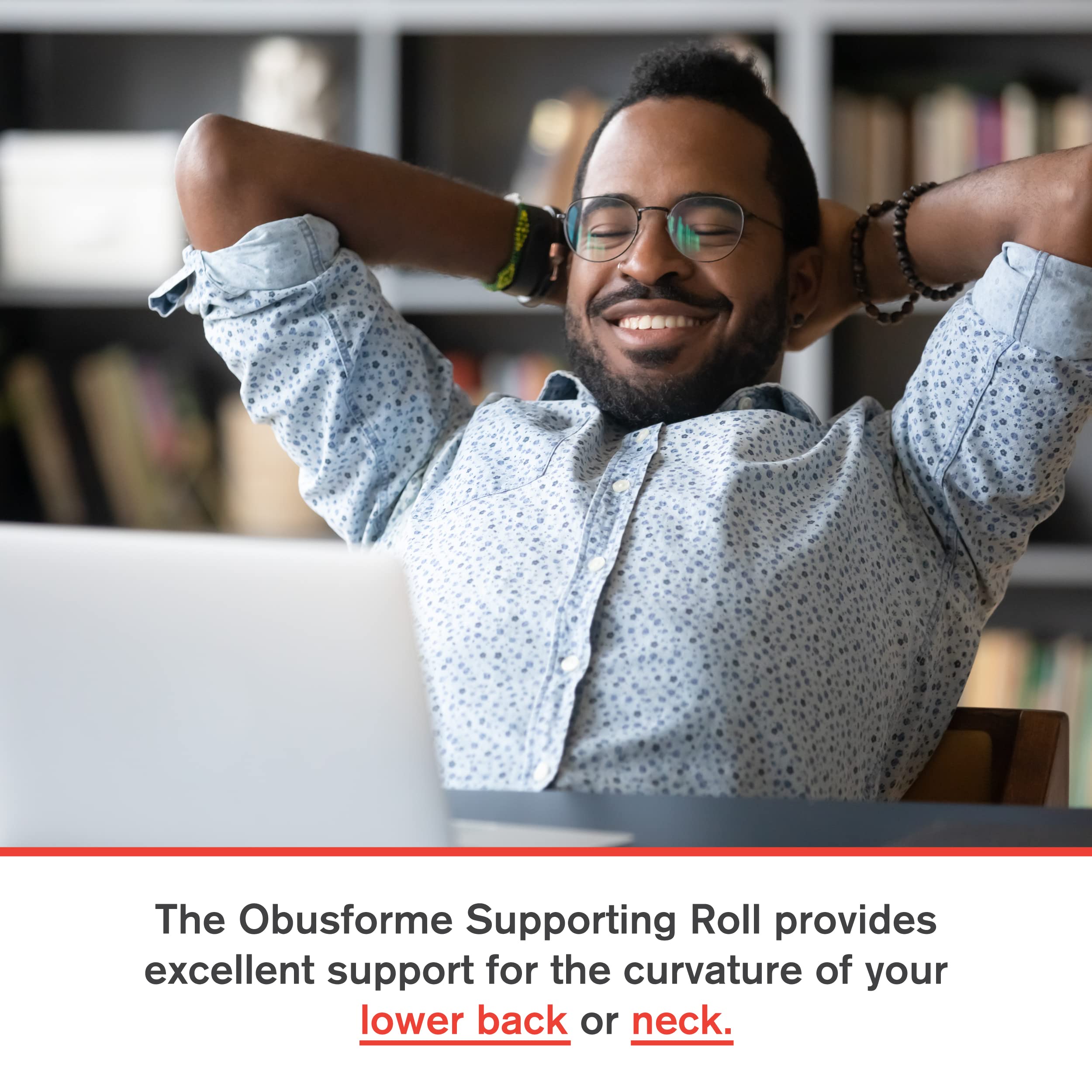 ObusForme Supporting Roll - Lumbar Support Pillow for Lower Back and Neck, Portable Posture Support with Firm and Durable Foam