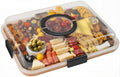 Hbnlai Charcuterie Board with Clear Lid, Travel Portable Cheese Board Charcuterie Boxes, House Warming Gifts New Home, Gifts for Women- 6 Compartments Black