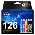 Uniwork Remanufactured 126 Ink Cartridges Replacement for Epson 126 T126 use for Workforce 435 520 545 635 645 WF-3520 WF-3530 WF-3540 WF-7010 WF-7510 WF-7520 Stylus NX430 Printer 5 Pack