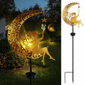 Fohil Solar Garden Lights Outdoor, Metal Fairy Moon Glass Globe Pathway Stake Solar Light Decor, Waterproof Solar Decorative Lights for Garden, Walkway, Yard, Lawn, Patio, Courtyard