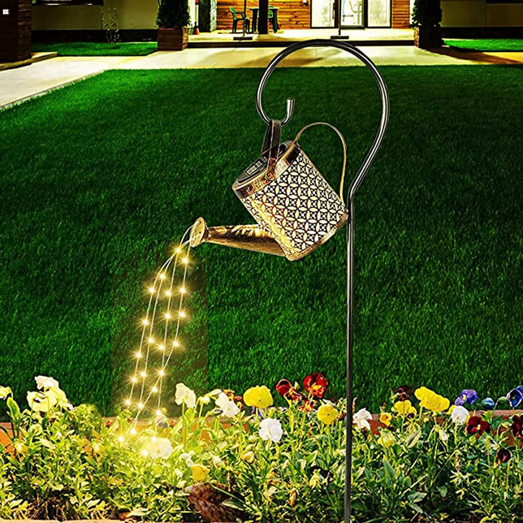 Solar Watering Can Light and Lantern - Hanging Waterproof Outdoor Shower Garden Light for Pathway, Yard, Lawn, Patio, Landscape Decor (With Bracket)