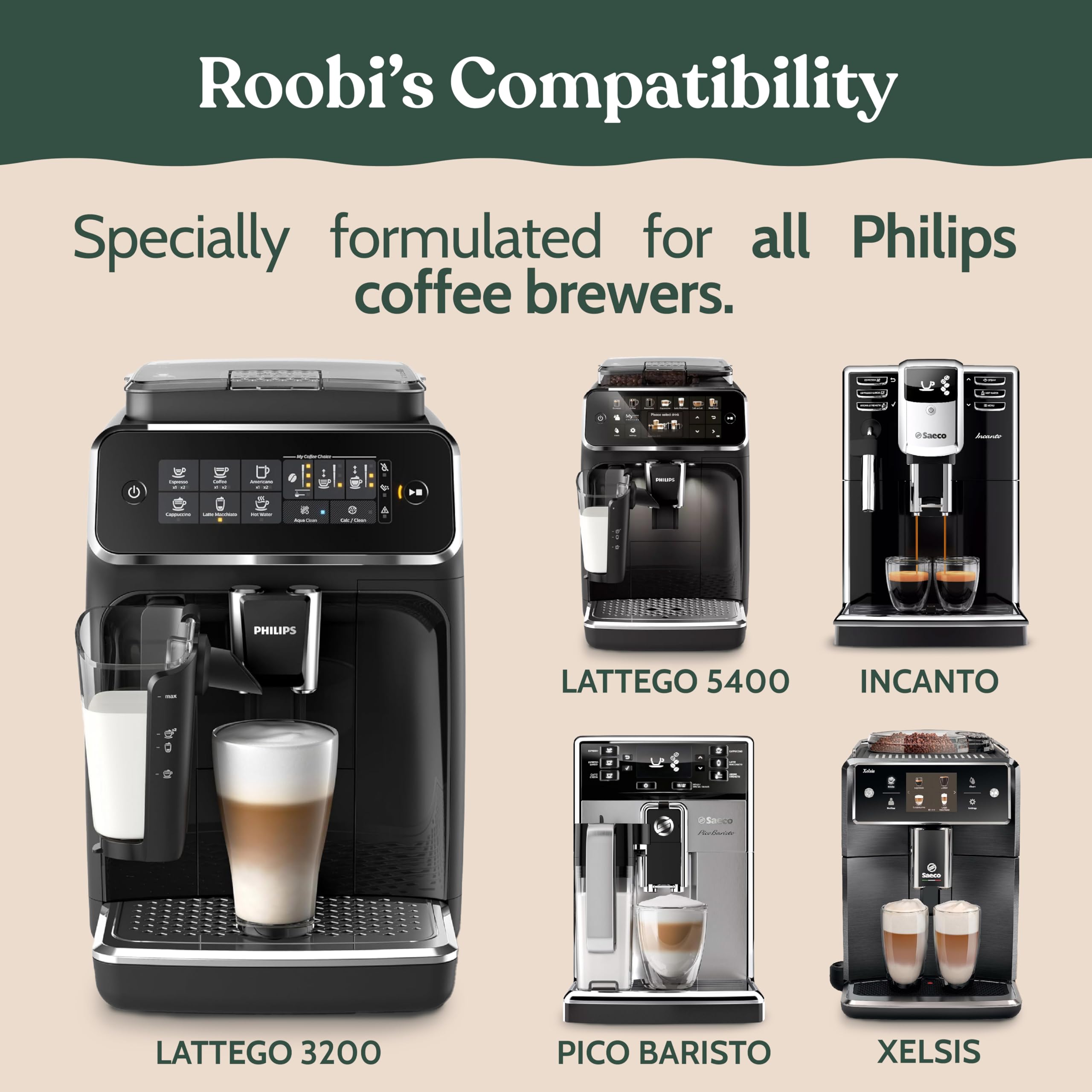 Roobi Philips Compatible Descaling Solution & Cleaner. Specially Formulated for Descaling & Cleaning Philips Coffee Machines. Carbon Neutral Philips Descaler Kit. 2 Uses per Bottle, 2 Pack