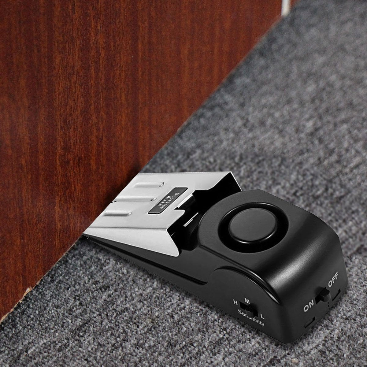 EMDMAK Door Stop Alarm with 120DB Siren Door Stop for Home & Travel (Black) (Pack of 2)