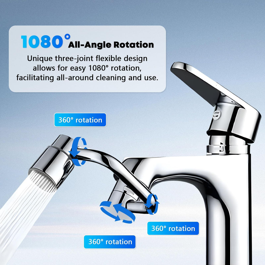 1080 Rotating Faucet Extender, New U Shaped Rotatable Tap Aerator Adapter for Kitchen & Bathroom Sink - Multifunctional Faucets Extenders Extension, Sink Sprayer Attachment with 2 Model