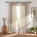 NICETOWN Linen Curtains 84 inches Long Light Filtering for Living Room, Rod Pocket & Back Tab Washable Window Treatments Faux Semi Sheer Privacy with for Farmhouse, W52 x L84, 2 Panels, Oatmeal