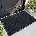 Front Door Mat Outdoor Mat for Entrance, Non-Slip Low Profile Doormat, Durable Dirt Trapper Welcome Mat Shoe Mat for Outdoor, Indoor, Front Back Doors, Entrance, 17"x30", Black