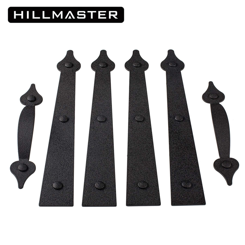 HILLMASTER Decorative Magnetic Garage Door Hinges Hardware, 6 Pieces Garage Door Accents Attractive Curb Appeal Faux Hinges Handles Decor Hardware Kit, Black(4 Hinges+2 Handles)
