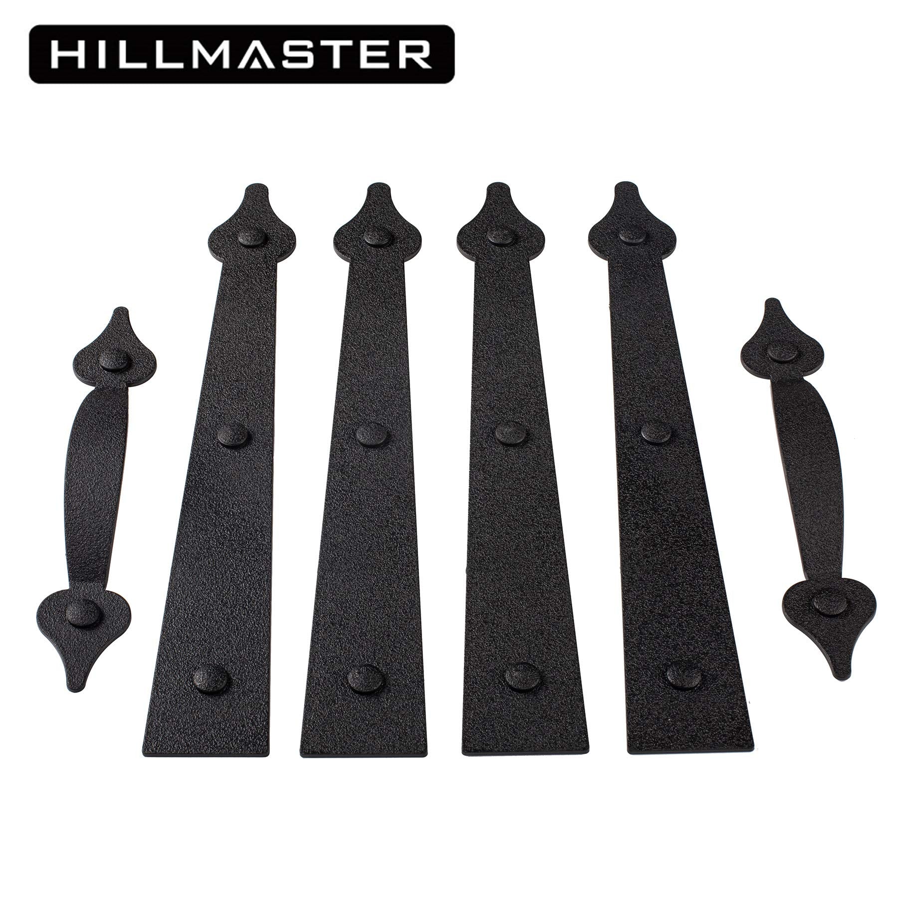 HILLMASTER Decorative Magnetic Garage Door Hinges Hardware, 6 Pieces Garage Door Accents Attractive Curb Appeal Faux Hinges Handles Decor Hardware Kit, Black(4 Hinges+2 Handles)