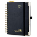 POPRUN 2026-2027 Daily Planner One Page Per Day, 5.75" x 8.5", Academic Daily Calendar Book with July 2026 to June 2027, Hardcover Appointment Book with Hourly Time Slots, Spiral Bound, Monthly Tabs - Black