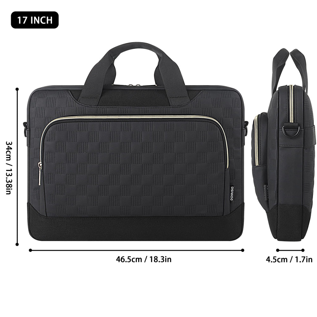 DOMISO 17 inch Laptop Bag 17.3 inch Laptop Sleeve Waterproof Laptop Shoulder Bag 17 inch Laptop Case for Men Women Business Office Work Computer Bag 17 Inch Adjustable Messenger Bag, Black