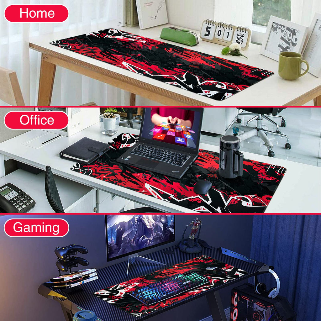 Canjoy Gaming Mouse Pad, Large Extended Mouse Pad 31.5x15.7inch Big Computer Mousepad for Home Office Gaming Work (Black Red)