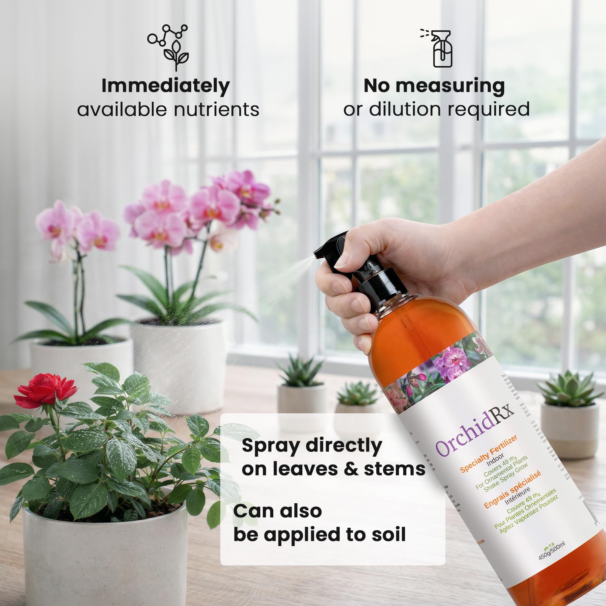 OrchidRx Plant Fortifier/Fertilizer - Grow Your Plants Stronger and Healthier with Plant Fertilizer Spray - 100% Certified Organic and Easy to Use Idea for Gardeners | 500 ml