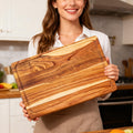 Wood Cutting Boards with Juice Groove (15'' x 10''), Acacia Wood Cutting Board for Kitchen, Wooden Cutting Board for Meat, Cheese, Fruits, and Vegetables (1, Acacia Wood Color, 15'' x 10'')