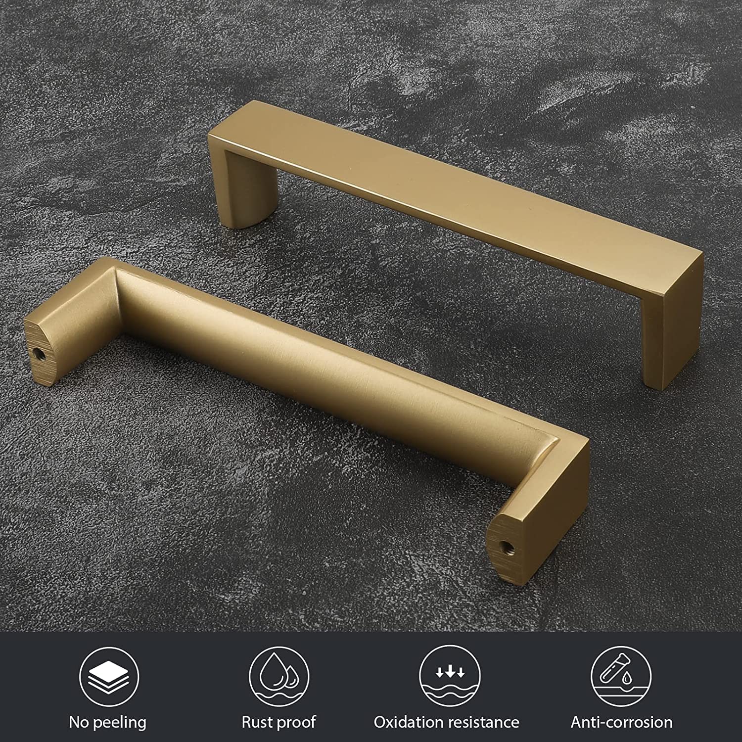 homdiy 5Pack Gold Cabinet Handles 5 inch Kitchen Handles Brushed Gold Cabinets Handle Square Drawer Pulls Cupboard Handle