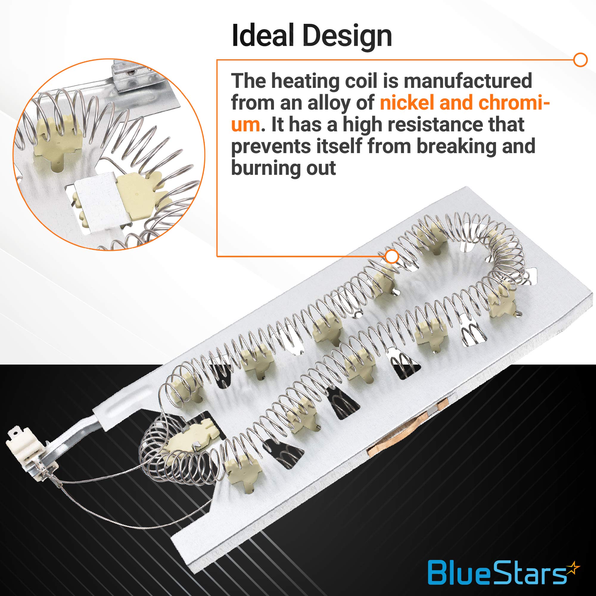 3387747 & 279973 Dryer Heating Element With Dryer Thermal Cut-off Fuse Kit by BlueStars - Exact Fit for Whirlpool & Kenmore Dryers - Replaces 80003 WP3387747 3391913 AP3094323