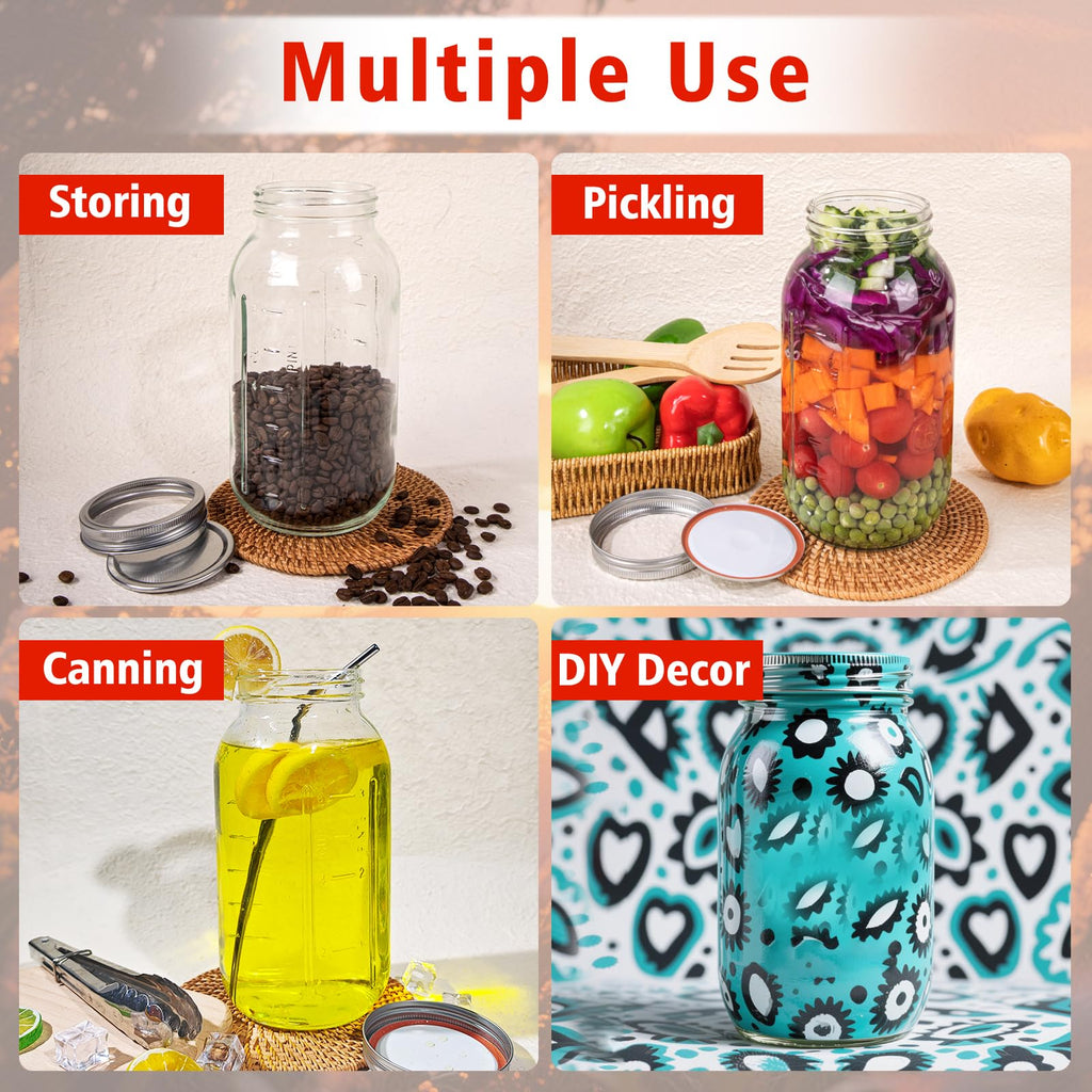 UrSpeedtekLive 64 oz Wide Mouth Mason Jars with Lids and Bands, 3 Pack Half Gallon Canning Jars, Large Glass Jars for Pickling, Preserving, Meal Prep