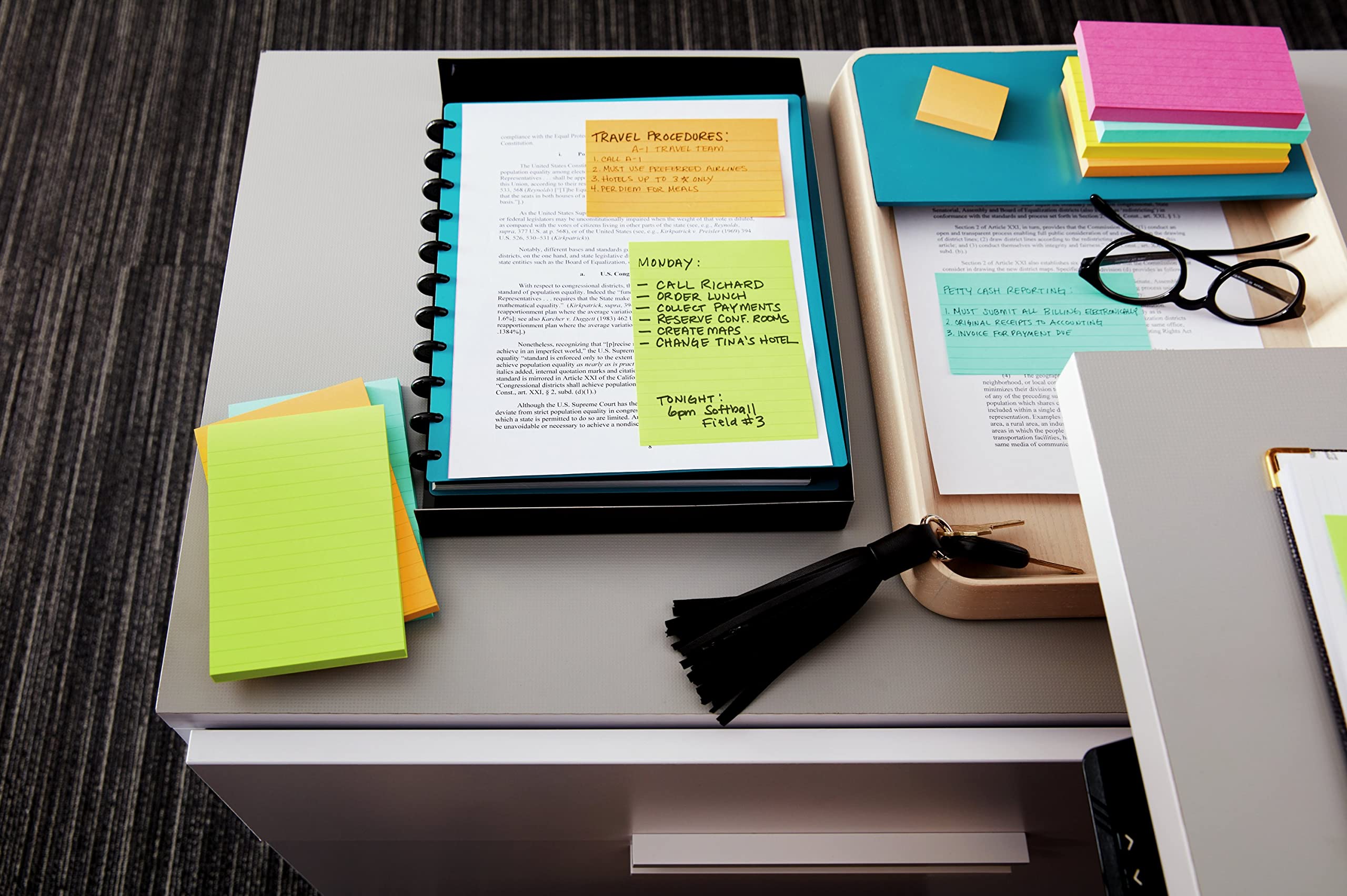 Post-it Notes Original Lined Sticky Notes, 3" x 5", 5 Pads, 100 Sheets/Pad, Jaipur Colours