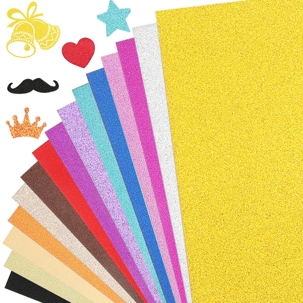 100 Sheets Glitter Cardstock, 15 Colors 250gsm/92lb Cardstock for Cricut, Crafts and DIY Projects, A4 No-Shed Sparkly Glitter Paper for Card Making