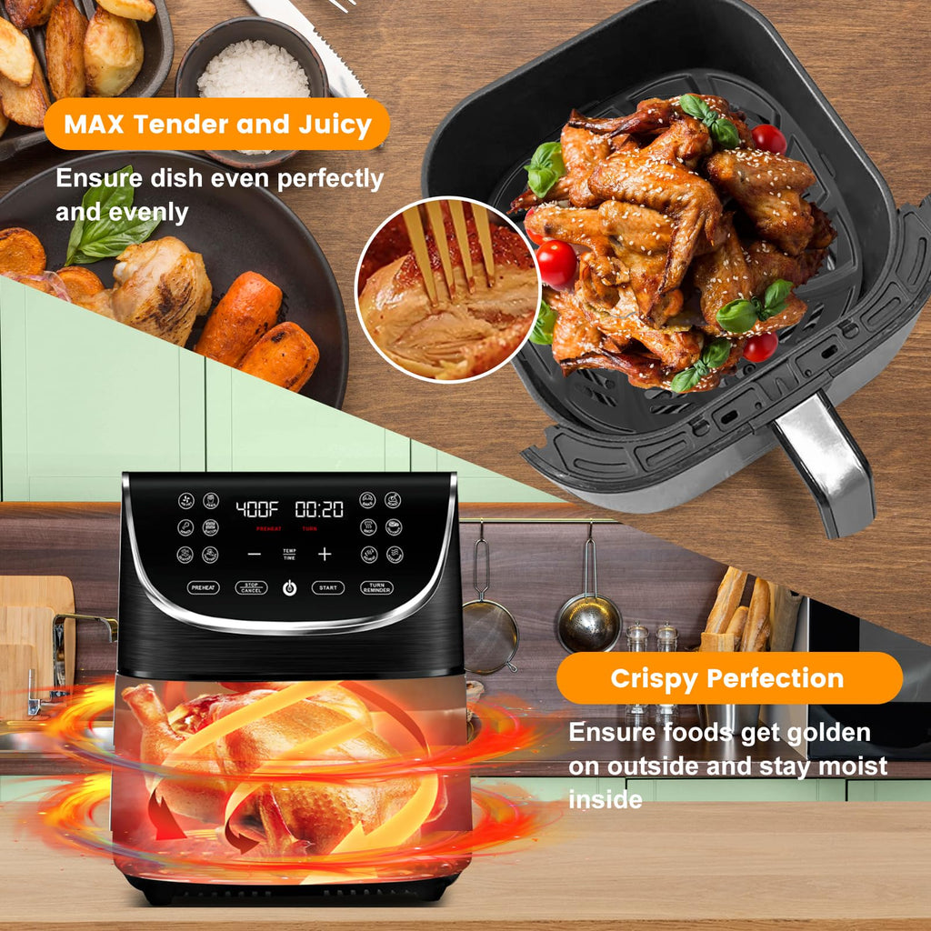 Air Fryer Replacement Tray for Gourmia GAF798 GAF716 7QT, Food Grade Nonstick 8.97''*8.97'' Air Fryer Replacement Parts Rack Tray Grill Pan Grill Plate Crisper Plate, Dishwasher Safe