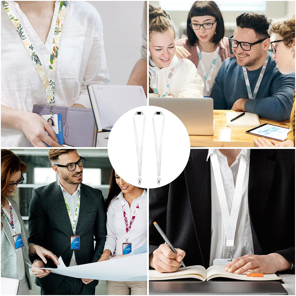 50 Pieces Sublimation Lanyards Blanks Bulk, White Neck Lanyard with Detachable Buckle, Heat Transfer Lanyards for ID Card Badge Holder Keychain DIY Crafts Gifts